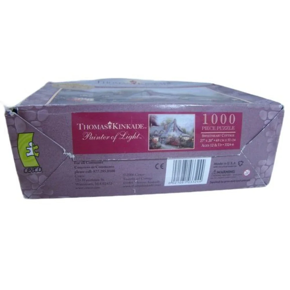 Thomas Kinkade Puzzle Sweetheart Cottage Flower Street Clock 1000 Piece Jigsaw